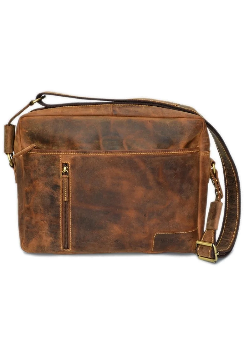 Geanta umar unisex piele naturala maro antichizat 32 x 25 cm, Vintage,  Maro antichizat