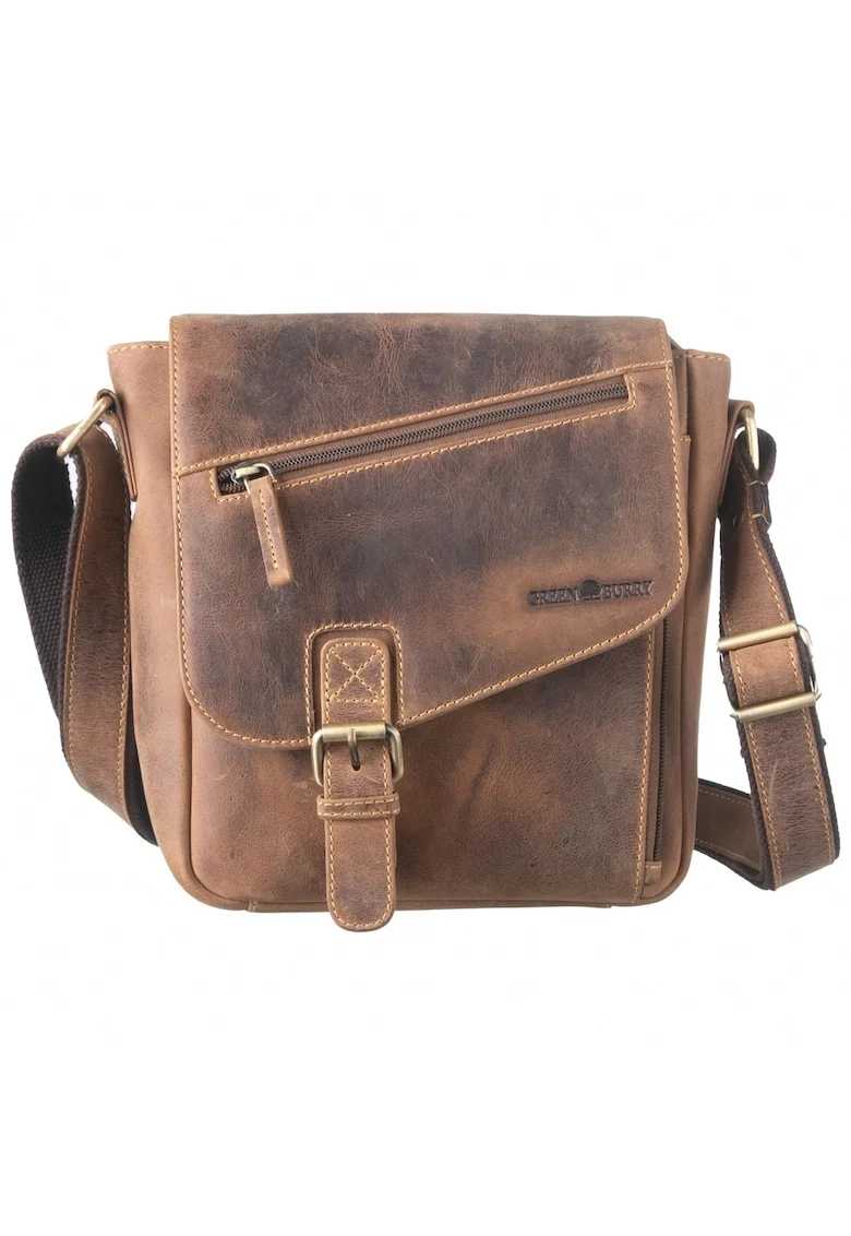 Geanta umar unisex piele naturala maro antichizat 26 x 25 cm, Vintage „Pentru Revolver”,  Maro antichizat