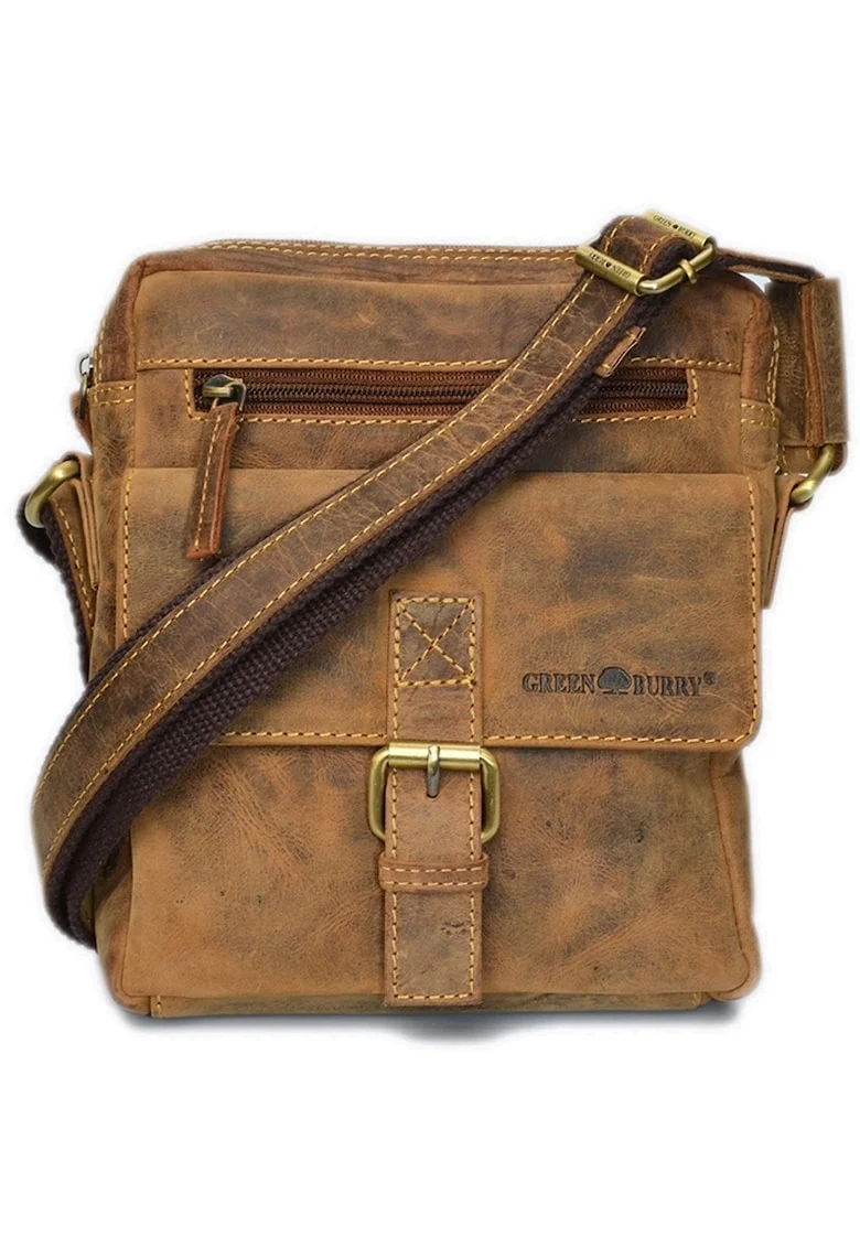 Geanta umar unisex piele naturala maro antichizat 19 x 24 cm, Vintage,  Maro antichizat