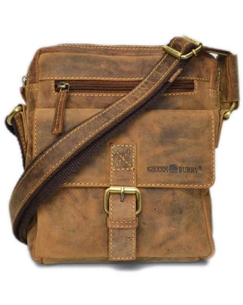 Geanta umar unisex piele naturala maro antichizat 19 x 24 cm, Vintage,  Maro antichizat