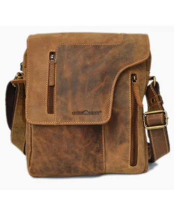 Geanta umar unisex piele naturala maro antichizat 25 x 30 cm, Vintage,  Maro antichizat
