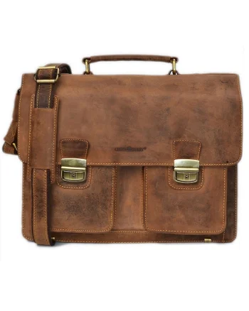 Geanta umar unisex piele naturala maro antichizat 39 x 31 cm, Vintage,  Maro antichizat