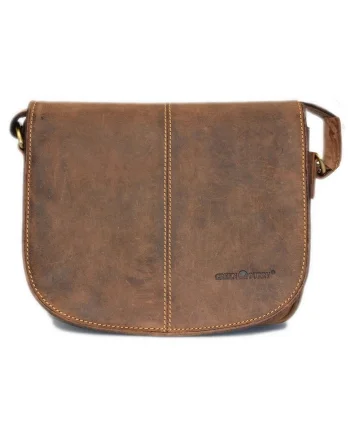 Geanta umar unisex piele naturala maro antichizat 26 x 23 cm, Vintage,  Maro antichizat