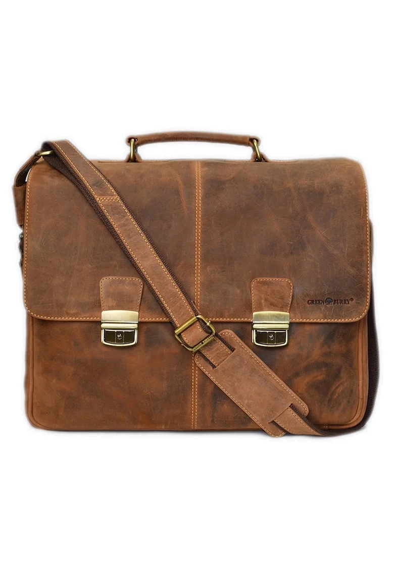 Geanta umar unisex piele naturala maro antichizat 41 x 34 cm, Vintage,  Maro antichizat