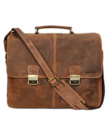 Geanta umar unisex piele naturala maro antichizat 41 x 34 cm, Vintage,  Maro antichizat