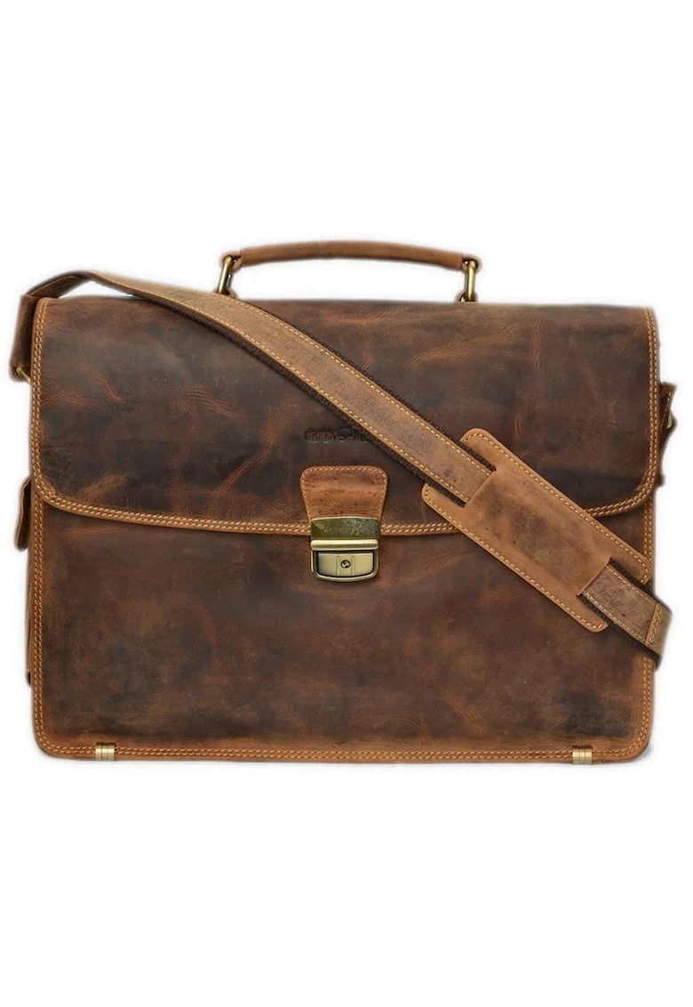 Geanta umar unisex piele naturala maro antichizat 43 x 29 cm, Vintage,  Maro antichizat