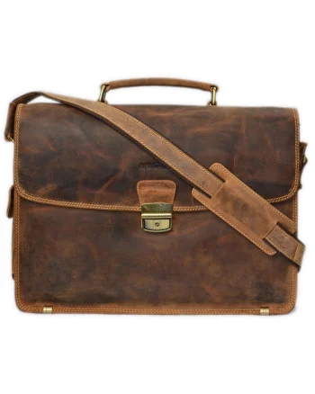 Geanta umar unisex piele naturala maro antichizat 43 x 29 cm, Vintage,  Maro antichizat