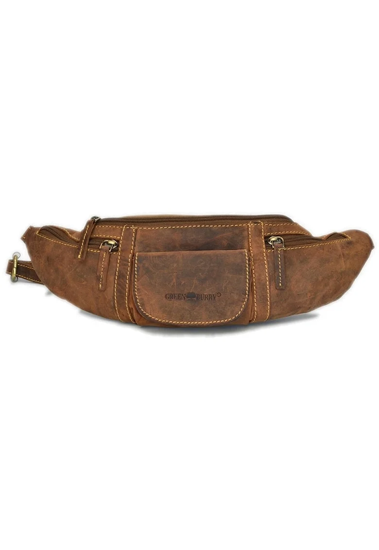 Borseta unisex piele naturala maro antichizat 37 x 11 cm, Vintage,  Maro antichizat