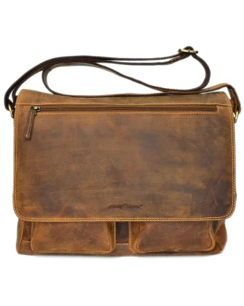 Geanta umar unisex piele naturala maro antichizat 35 x 32 cm, Vintage,  Maro antichizat