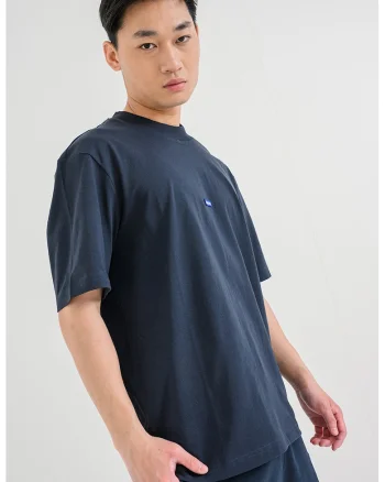 Tricou cu decolteu la baza gatului si logo Nieros, Bleumarin
