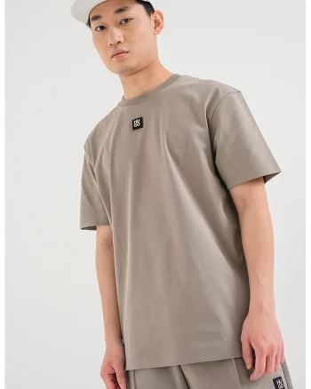 Tricou de bumbac cu decolteu la baza gatului Dalile, Bej