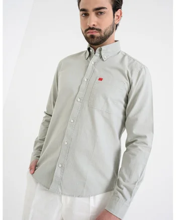 Camasa slim fit cu buzunar pe piept Evito''', Verde pal