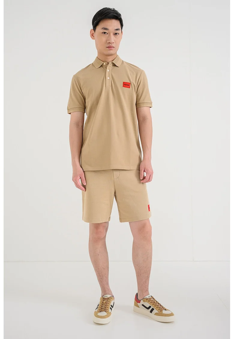 Tricou polo slim fit Dereso, Maro nisip