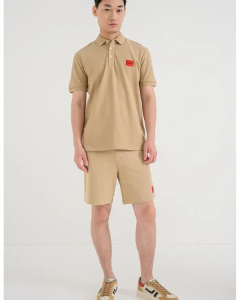 Tricou polo slim fit Dereso, Maro nisip