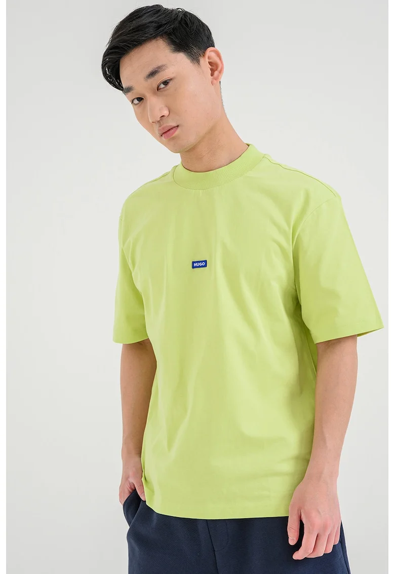 Tricou cu decolteu la baza gatului si logo Nieros, Verde lime