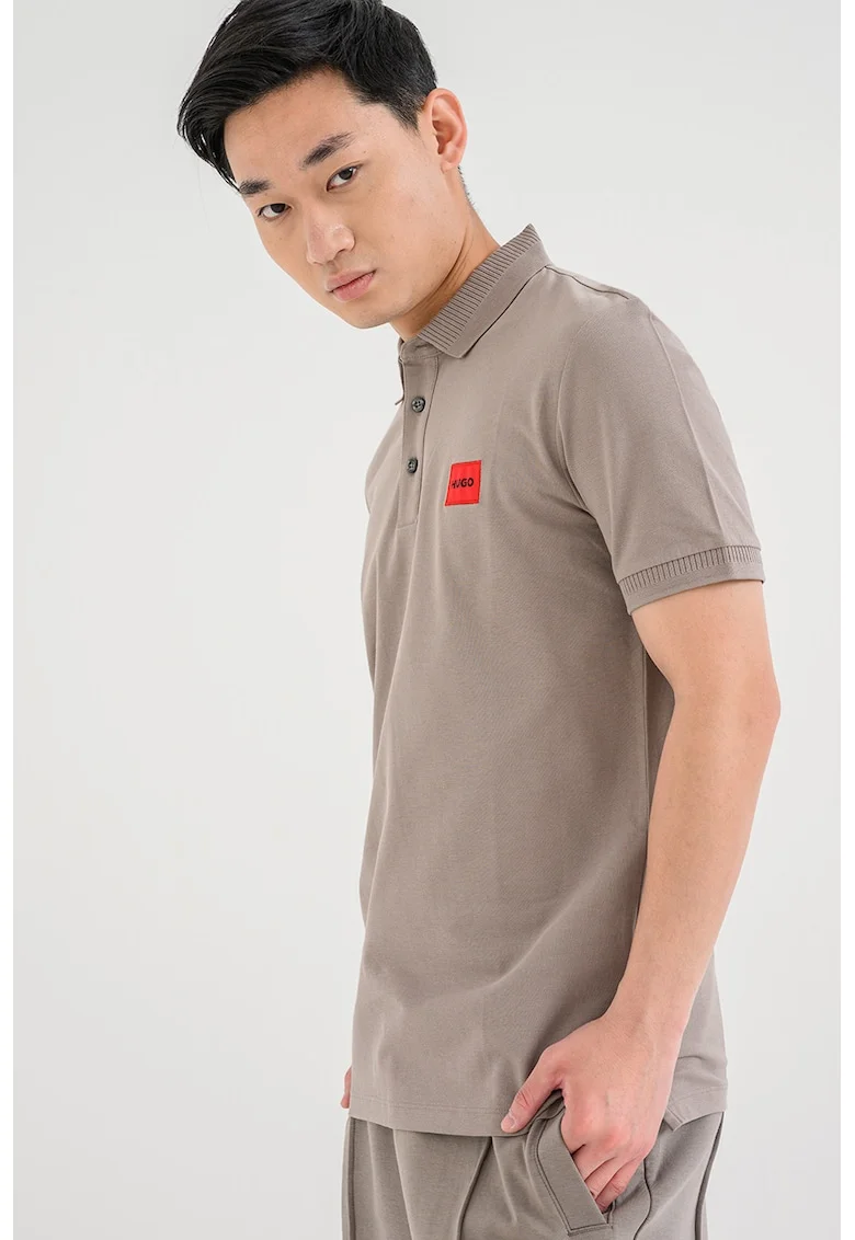 Tricou polo slim fit Dereso, Grej