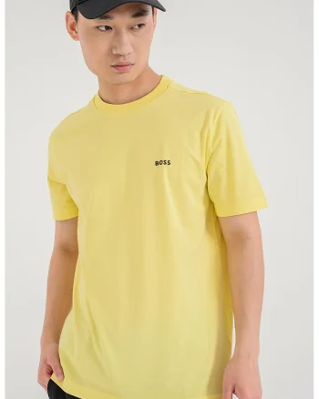 Tricou cu decolteu la baza gatului, Negru/Galben sofran