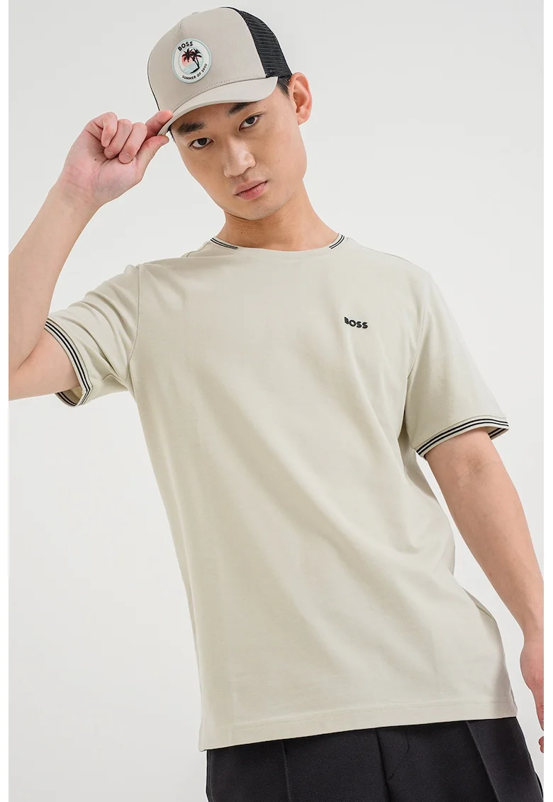 Tricou regular fit cu decolteu la baza gatului Taul, Mint