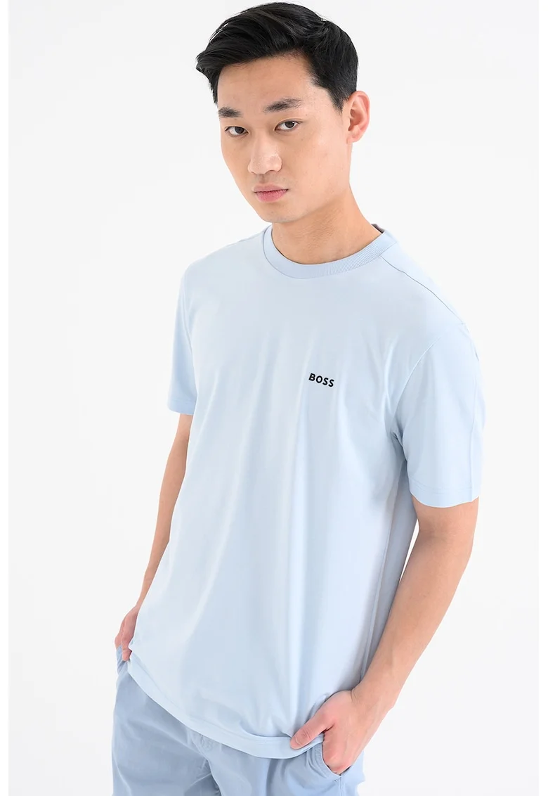 Tricou cu decolteu la baza gatului, Albastru pastel