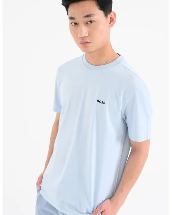 Tricou cu decolteu la baza gatului, Albastru pastel