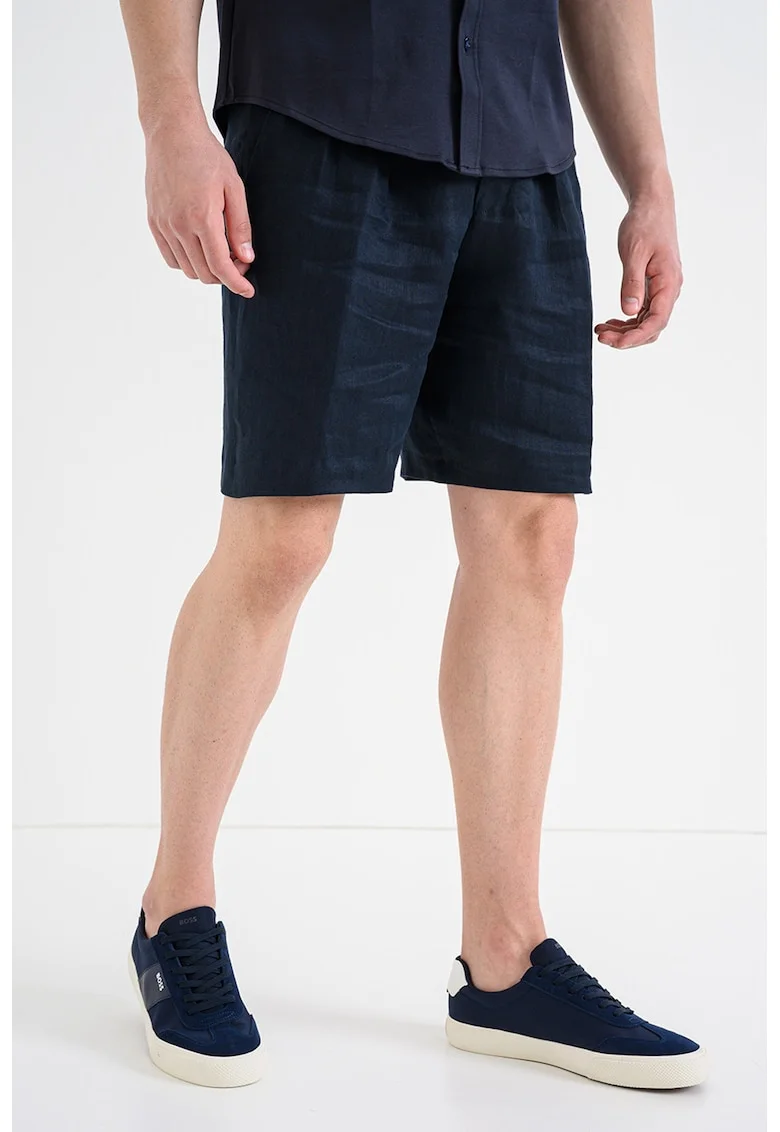 Pantaloni scurti de in cu talie medie, Albastru ultramarin