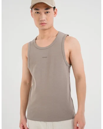 Top striat cu logo, Maro taupe