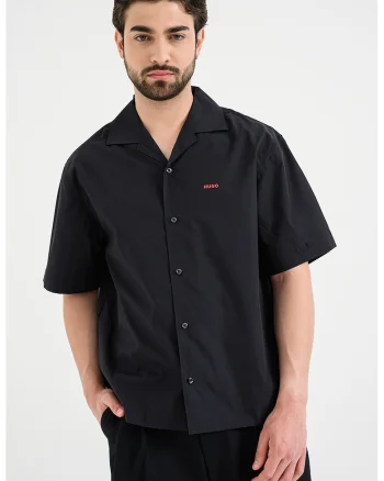 Camasa relaxed fit de bumbac, Negru