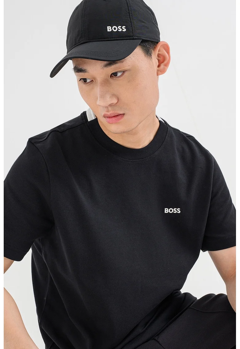 Tricou de bumbac cu logo, Negru