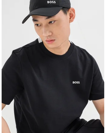 Tricou de bumbac cu logo, Negru