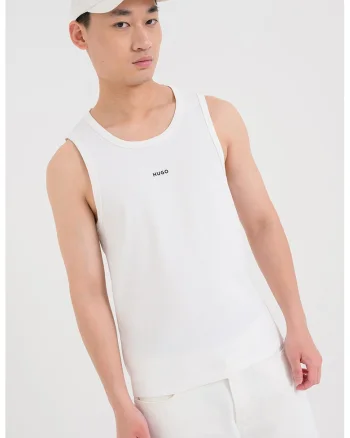 Top striat cu logo, Alb
