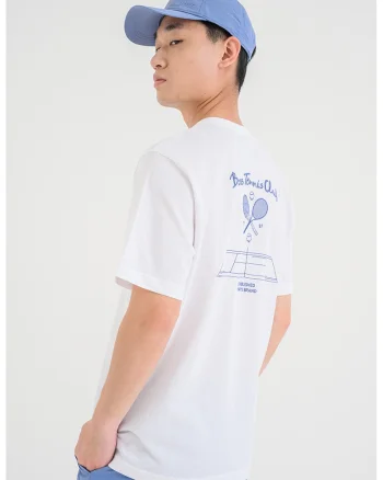 Tricou lejer cu imprimeu pe spate, Albastru prafuit/Alb optic