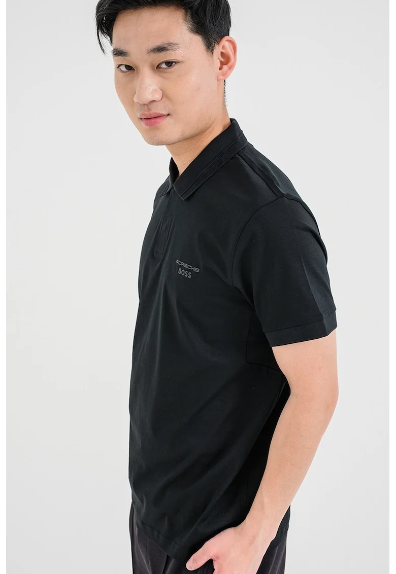 Tricou polo regular fit de bumbac, Negru