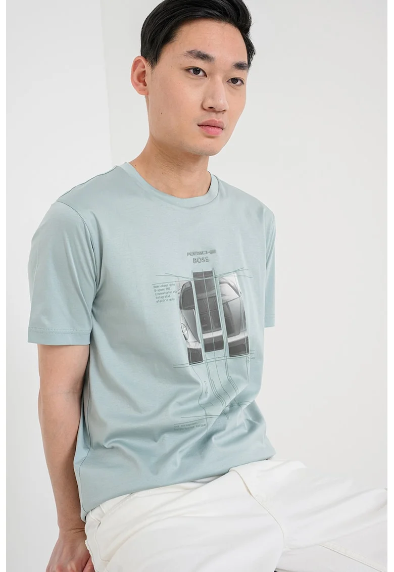 Tricou de bumbac cu imprimeu, Mint