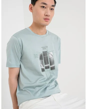 Tricou de bumbac cu imprimeu, Mint