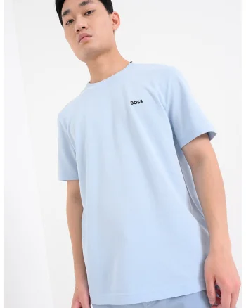 Tricou de bumbac cu logo, Albastru pastel