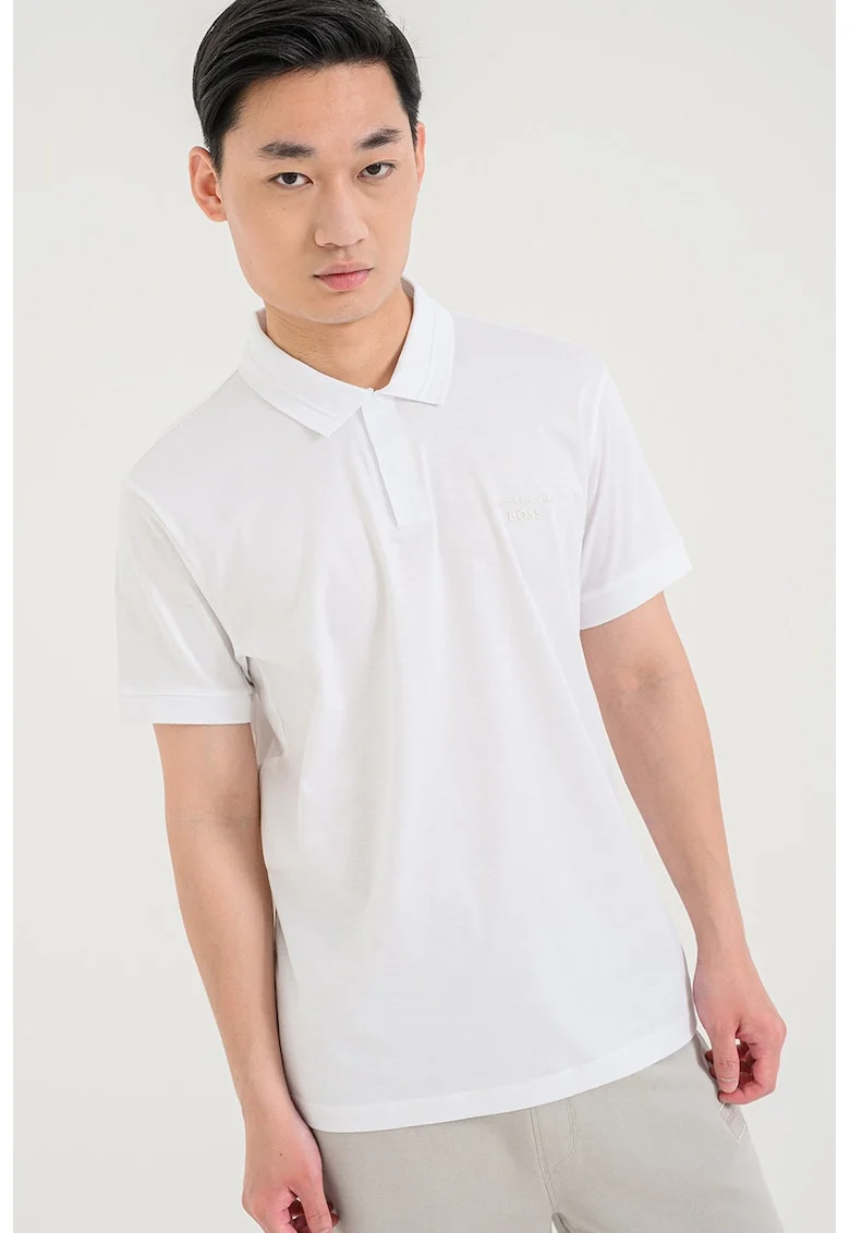 Tricou polo regular fit de bumbac, Alb