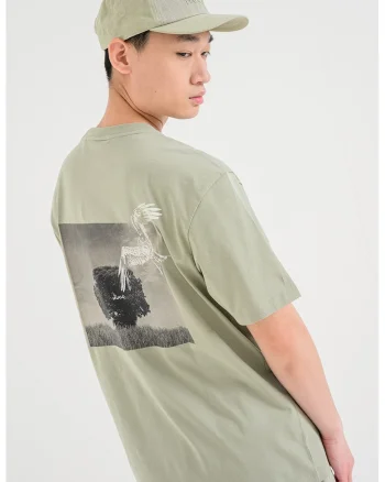 Tricou cu imprimeu grafic pe spate Derlyns, Verde pal