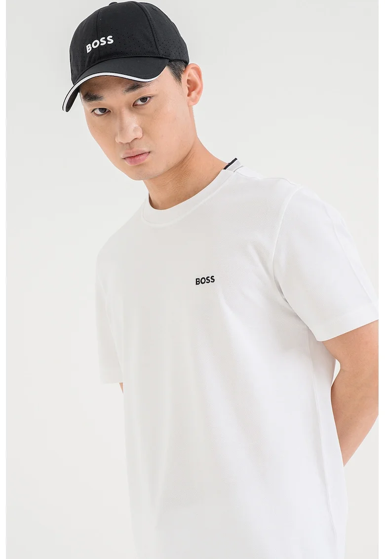 Tricou de bumbac cu logo, Alb