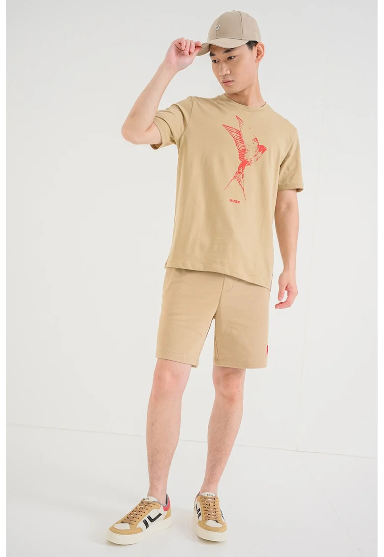 Tricou regular fit Duhorse, Maro camel/Rosu vermillion