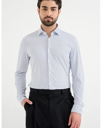 Camasa cu model si maneci lungi, Alb