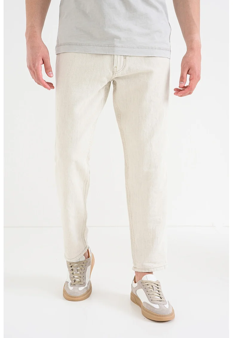 Blugi relaxed fit cu croiala conica 838, Bej deschis
