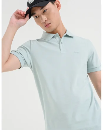 Tricou polo regular fit cu logo, Albastru glaciar