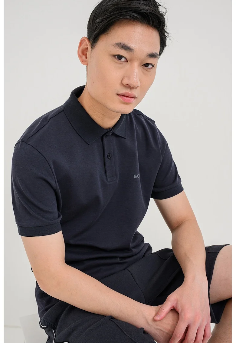 Tricou polo regular fit cu logo, Albastru ultramarin