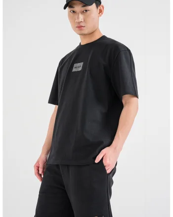 Tricou lejer cu logo pe piept Dumeon, Negru