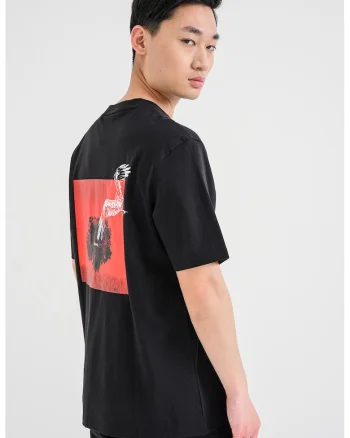 Tricou cu imprimeu grafic pe spate Derlyns, Rosu/Alb/Negru
