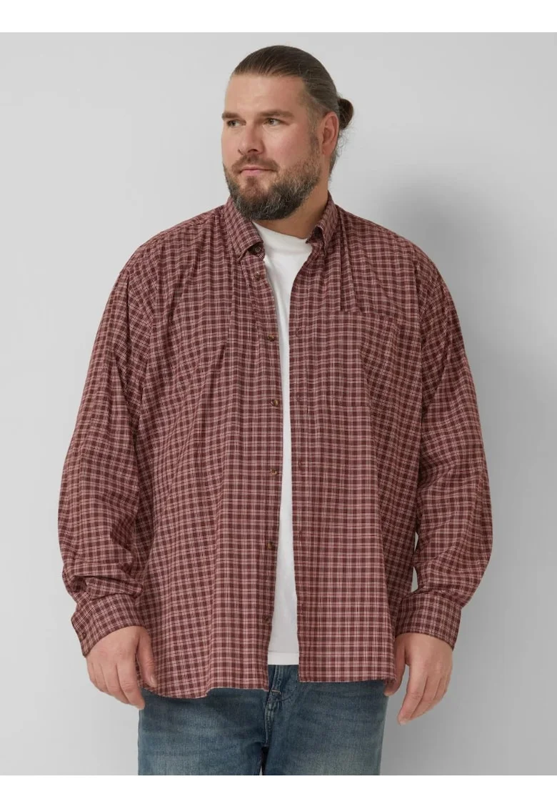 Big Sizes Camasa casual, barbati big sizes, cu imprimeu in carouri, Regular fit, Rosu