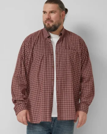 Big Sizes Camasa casual, barbati big sizes, cu imprimeu in carouri, Regular fit, Rosu