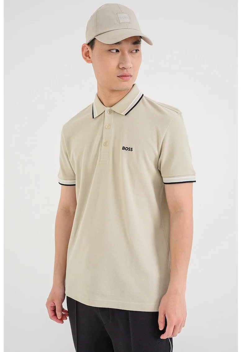 Tricou polo cu logo, Verde pal