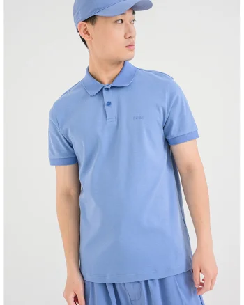 Tricou polo regular fit cu logo, Albastru lavanda