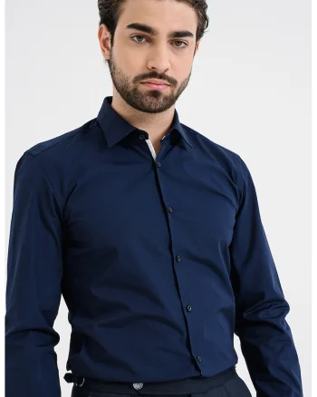 Camasa de bumbac cu maneci lungi, Bleumarin